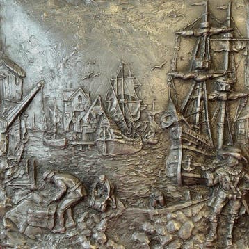 Wanddecoratie - Grand bas-relief mural en fonte à froid