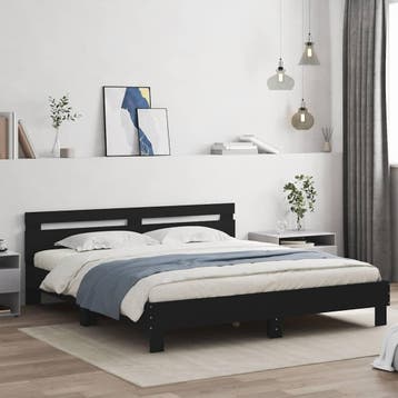vidaXL Bedframe met hoofdbord bewerkt hout zwart 180x200 cm, Verzenden, Nieuw