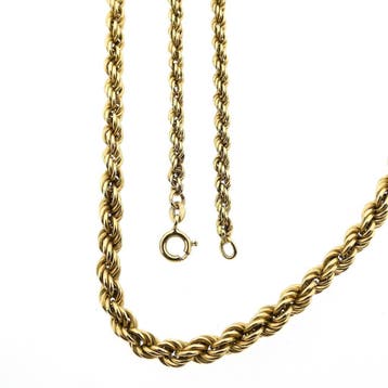 Gouden gedraaide schakelketting, Handtassen en Accessoires, Kettingen, Ophalen of Verzenden, Gebruikt, Goud, Goud