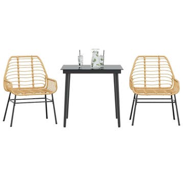 vidaXL 3-delige Tuinset poly rattan glas bruin, Verzenden, Nieuw, Tuinset