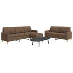 vidaXL 3-delige Loungeset met voetenbank / zetel stof bruin, Verzenden, Nieuw
