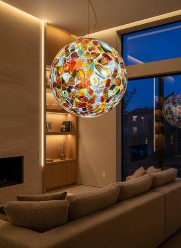 Plafondlamp - Muranoglas - Hanglamp 52 cm, Antiek en Kunst