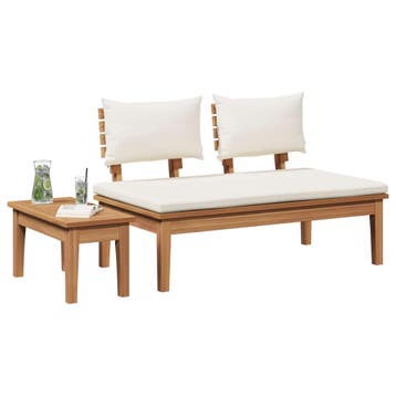 vidaXL Tuinstoel en Tafel Set 2 st Crème en bruin Massief, Tuin en Terras, Verzenden, Nieuw