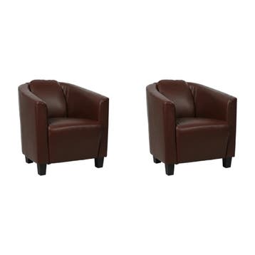 Set van 2 Leren fauteuils Press - Granada Cognac, Huis en Inrichting, Nieuw, Ophalen of Verzenden, 50 tot 75 cm, Leer