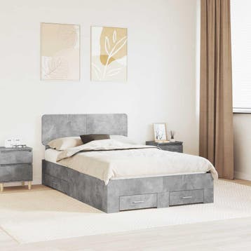 vidaXL Bedframe met lade Beton Grijs 120 x 190 cm Bewerkt, Verzenden