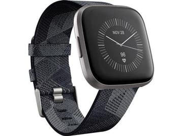Fitbit Versa 2 40 mm aluminium mist grey op stoffen bandje, Handtassen en Accessoires, Verzenden, Zo goed als nieuw, Fitbit
