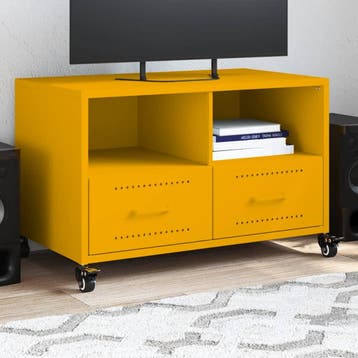 vidaXL Tv-meubel 68x39x43,5 cm staal mosterdgeel, Verzenden, Nieuw