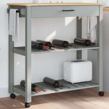 vidaXL Keukentrolley MONZA 84x40x88,5 cm massief grenenhout, Huis en Inrichting, Verzenden, Nieuw