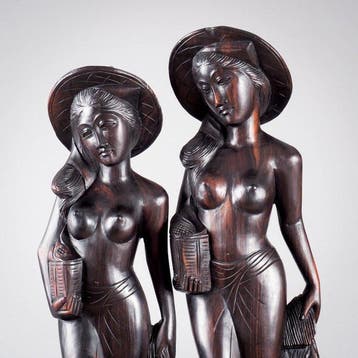 2 Balinese vrouwen - 54 cm - Bali Indonesië (Zonder, Antiquités & Art, Art | Art non-occidental