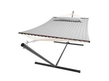 Veiling -  Hangmat - Lichtgrijs - Incl. Onderstel & Kussen, Tuin en Terras, Hangmatten, Nieuw