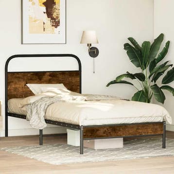 vidaXL Bedframe zonder matras bewerkt hout gerookt eiken, Verzenden