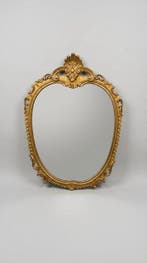 Wandspiegel - Hout, Gips - Wandspiegel met een ovale vorm en, Antiek en Kunst