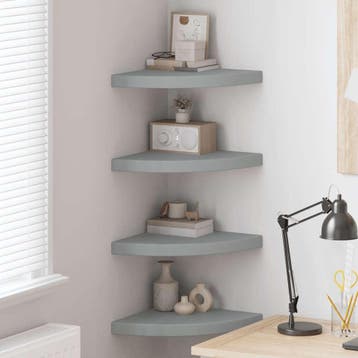 vidaXL Hoekschappen zwevend 4 st 35x35x3,8 cm MDF grijs, Verzenden