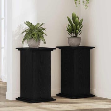 vidaXL Plantenstand Zwart eiken 33 x 33 x 60 cm Bewerkt hout, Tuin en Terras, Verzenden, Nieuw