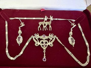 Zonder minimumprijs - 3-delige sieradenset Zilver Amethist -