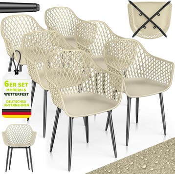 tillvex® Tuinstoelen, set van 6, weerbestendig, met armleuni, Verzenden, Nieuw