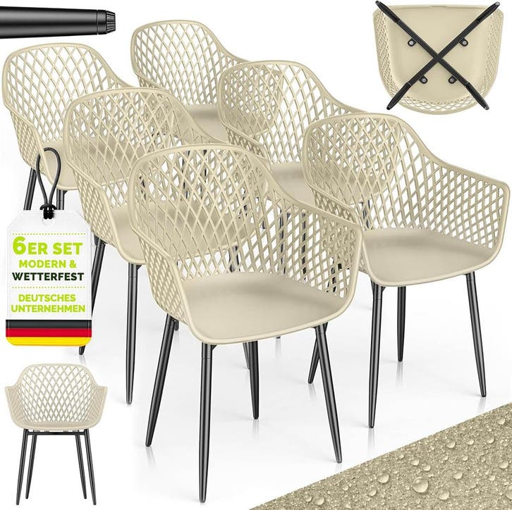 tillvex® Tuinstoelen, set van 6, weerbestendig, met armleuni, Maison & Meubles, Accessoires pour la Maison | Autre, Envoi