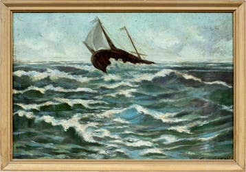 European school (XIX-XX) - Seascape with a sailing ship in a