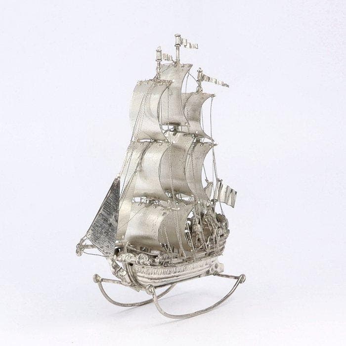 Miniatuur Zeilschip - 1913 - Figurine - Argent 833, Antiquités & Art, Antiquités | Argent & Or