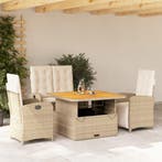 vidaXL 4-delige Tuinset met kussens poly rattan beige, Verzenden, Nieuw, Tuinset