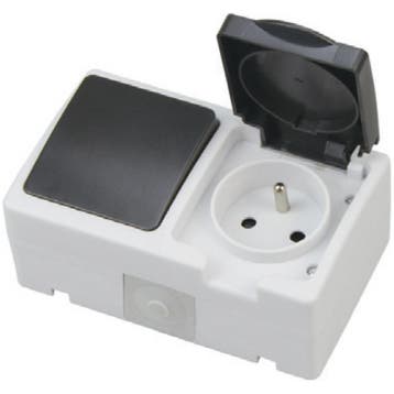 Geaard buitenstopcontact IP54 met schakelaar - opbouw, Doe-het-zelf en Bouw, Verzenden, Nieuw