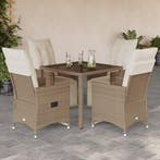 vidaXL 5-delige Bistroset met kussens poly rattan beige, Verzenden