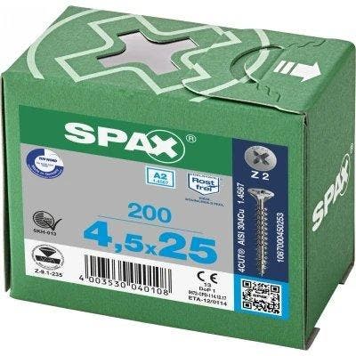 Spax spaanplaatschroef platverzonken kop RVS Pozidriv PZ2 4,, Bricolage & Construction, Quincaillerie & Fixations, Envoi