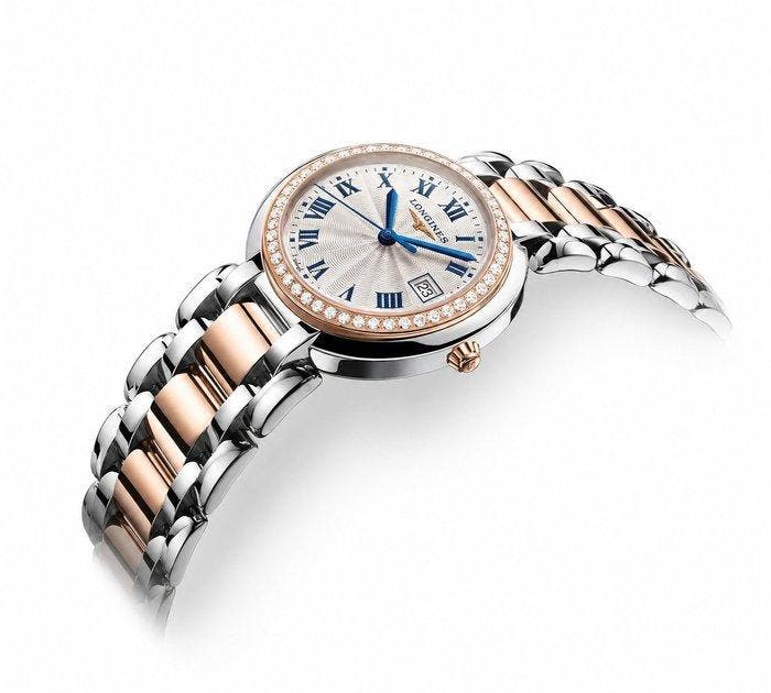 Longines - PrimaLuna - Two-Tone 18kt Rose Gold - VS Diamonds, Handtassen en Accessoires, Horloges | Heren