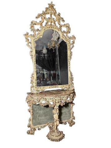 Consolle con Specchiera, di stile Barocco Veneziano -, Antiek en Kunst