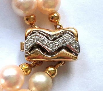 Bracelet de perles Or jaune 14 carats - perles Akoya -