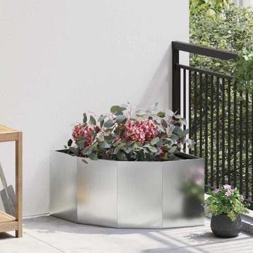 vidaXL Hoek Plantenbak zilver 60 x 60 x 35 cm Verzinkt staal, Verzenden, Nieuw