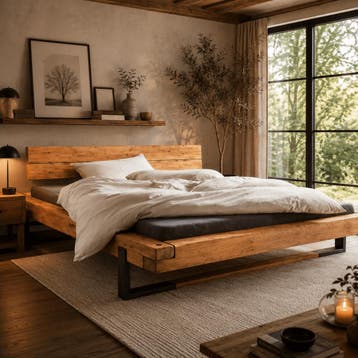Van Schaik Alina Massief Wild Eiken Balkenbed - 180 x 210, Nieuw