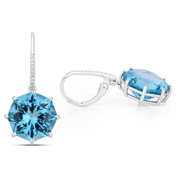 Oorbellen - 14 karaat Witgoud - 21.16ct. tw. Topaas -, Nieuw