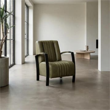 Leren fauteuil Glamour - Vintage Olive (olijf/groen), Maison & Meubles, Fauteuils, Ophalen of Verzenden