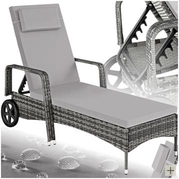 Wicker ligbed met wielen - grijs/lichtgrijs, Tuin en Terras, Tuinsets en Loungesets, Verzenden, Nieuw