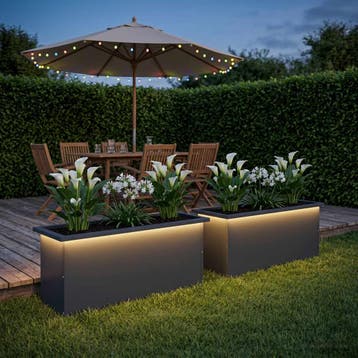 vidaXL Tuinplantenbak met led 2 st Antraciet 30 x 100 x 30, Verzenden, Nieuw