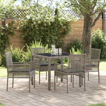vidaXL Tuin Eettafel Set 5 st Grijs poly rattan, Verzenden, Nieuw