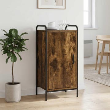 vidaXL Dressoir Gerookt eiken 97 x 33 x 81 cm Bewerkt hout, Verzenden, Nieuw
