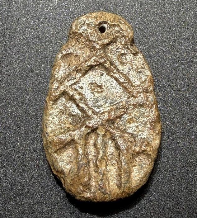 Viking periode Lood Zeldzaam amulet met een zeer, Antiquités & Art, Antiquités | Autres Antiquités