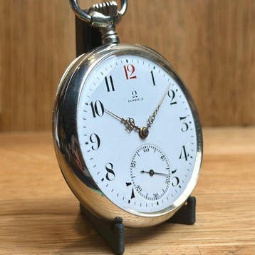 Omega - ”Red 12” 19LOB pocket watch 0.800 silver omega case