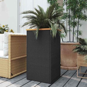 vidaXL Plantenbak 40x40x80 cm poly rattan zwart, Tuin en Terras, Bloempotten, Verzenden, Nieuw