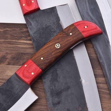 Keukenmes - Chefs knife - Pakkahout, hout en gevouwen staal