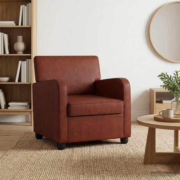 vidaXL Fauteuil Antiek glanzend bruin Kunstleer, Huis en Inrichting, Fauteuils, Verzenden, Nieuw