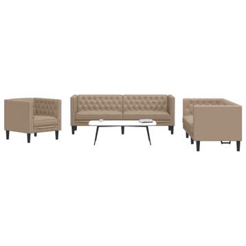 vidaXL 3-delige Loungeset Chesterfield-stijl kunstleer, Verzenden