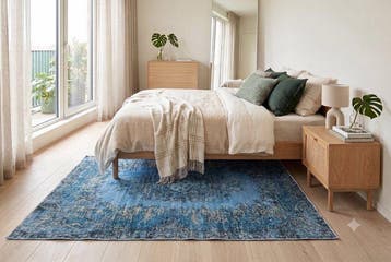 Blauwe vintage - Vloerkleed - 205 cm - 115 cm - met, Nieuw