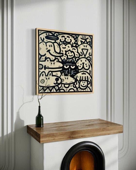 Mr Turkey - Modern Cat - NO reserve, Antiek en Kunst, Kunst | Schilderijen | Modern