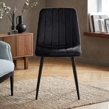 Eetkamerstoel Zwart Velvet - €69 per/stuk  NIEUW, Nieuw, Zwart, Stof, Vijf, Zes of meer stoelen