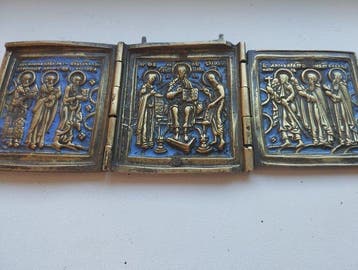 Icoon - Deësis, triptychon - brons,emaille