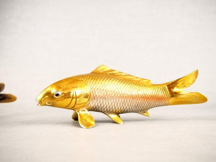 koper gieten - Masakazu  - Goud en Zwart karper, een, Antiek en Kunst, Antiek | Overige Antiek