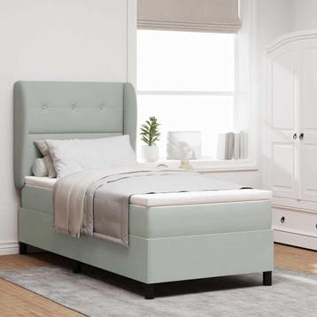 vidaXL Boxspring bed met hoofdeinde Lichtgrijs 200 x 100 cm, Verzenden, Nieuw